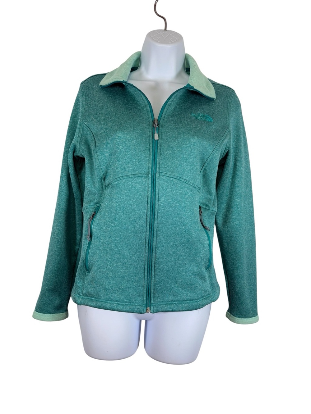 The North Face Women’s Fleece Jacket Medium Teal Mint Full Zip Softshell Outdoor